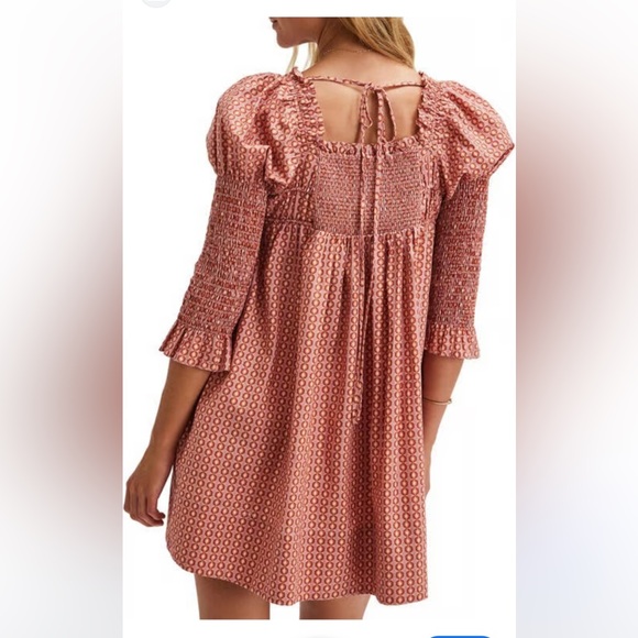 NWT Free People Star Dip Tiered Smocked Button Front Cotton Dress - Picture 6 of 9